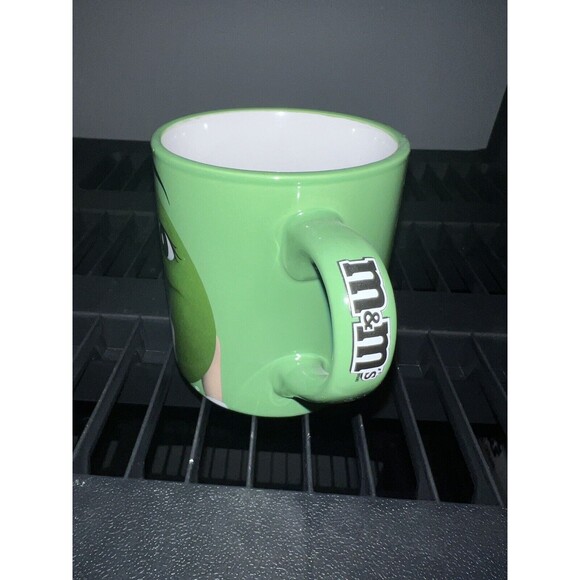 Mars Candy Coffee Mug Green M&M Close Up Ceramic Tea Cup Large 16oz Collectible - Picture 3 of 6
